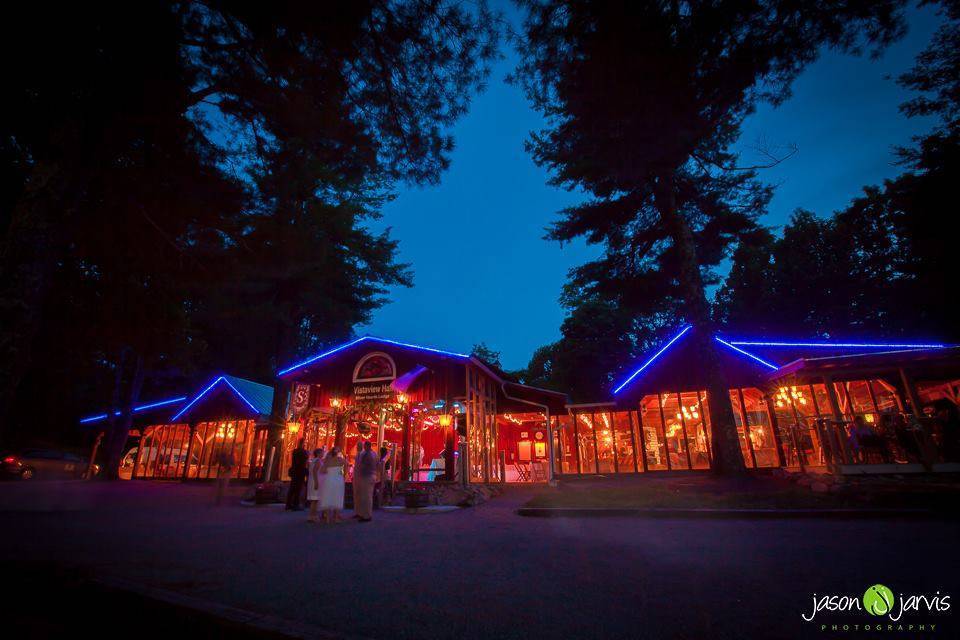 The reception hall at night