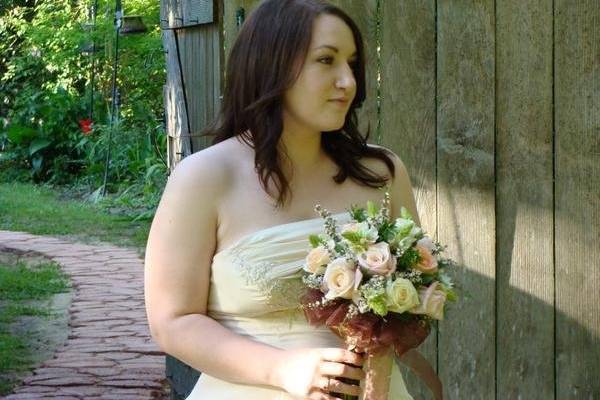 The bride holding her bouquet