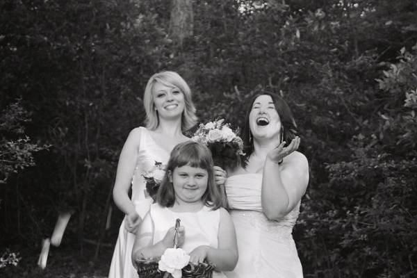Bride with  her bridesmaid and flower girl