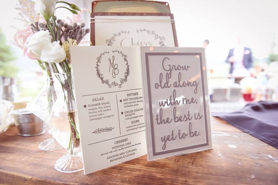 Acrylic wedding menu