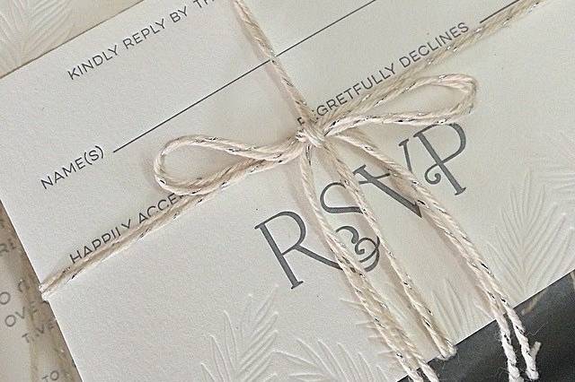 Blind letterpress rsvp card