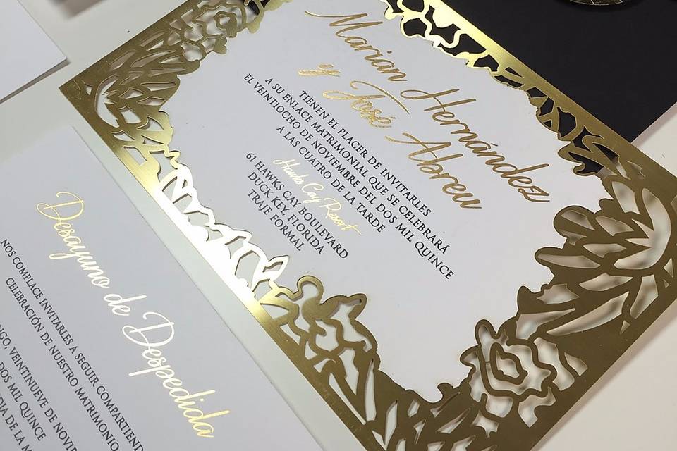 Gold metal diecut wedding