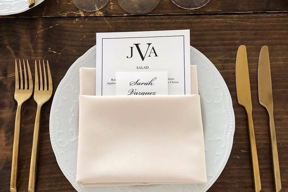 Personalized wedding menu