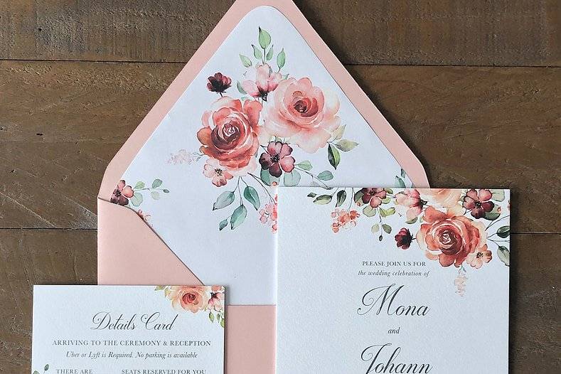 Floral wedding invitation