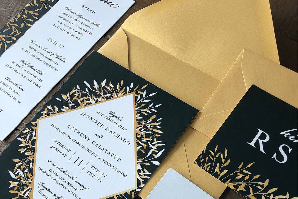 Leaf wedding invitation