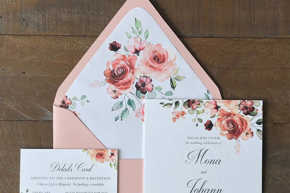 Floral wedding invitation