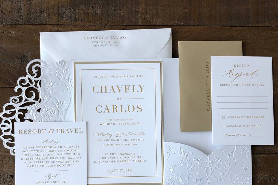 Laser cut wedding invitation