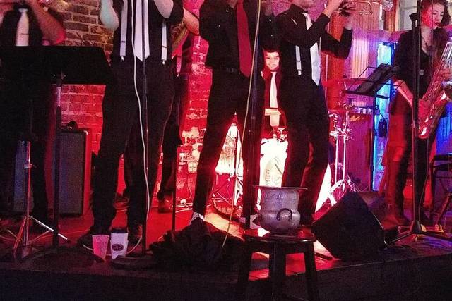 The band singing