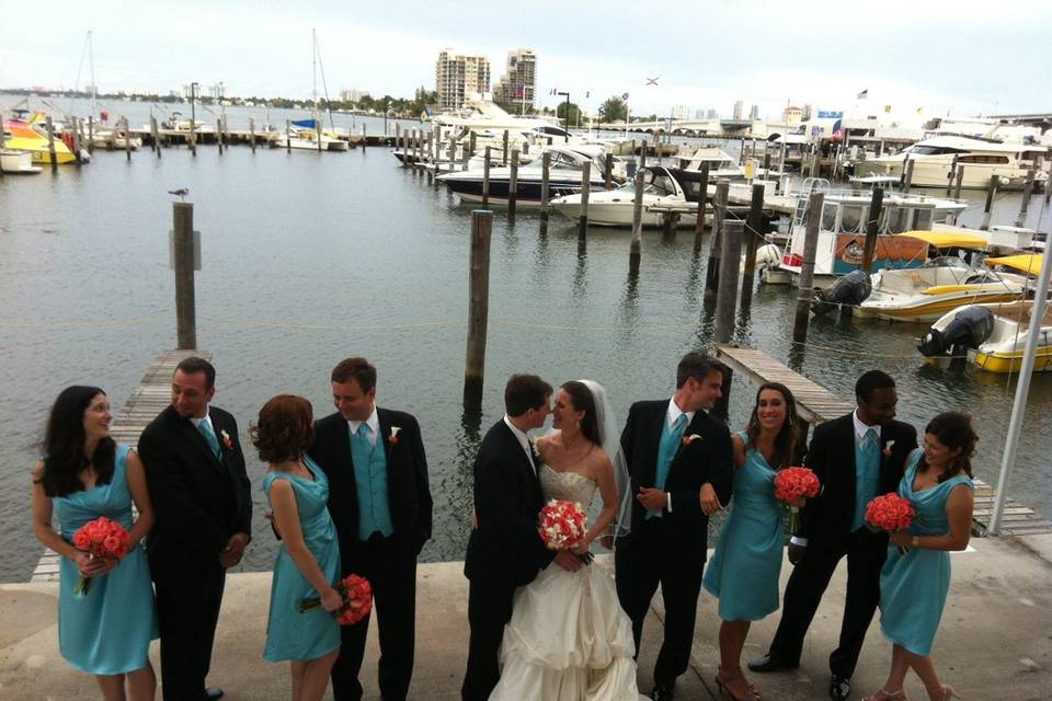 The couple with their attendants