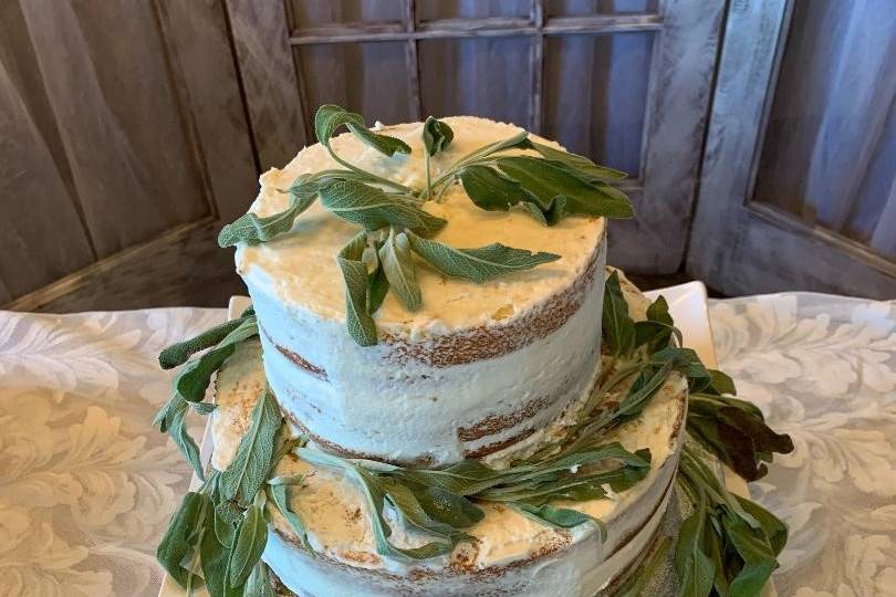Naked Sage wedding cake