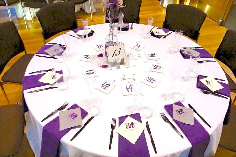 Table setup with centerpiece