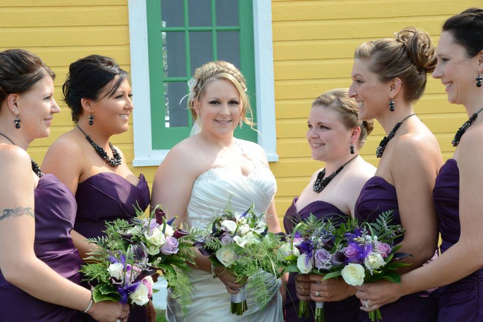 The bride and bridesmaids