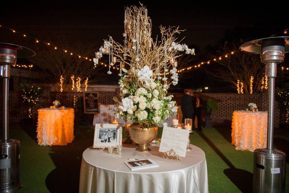 Courtyard welcome table