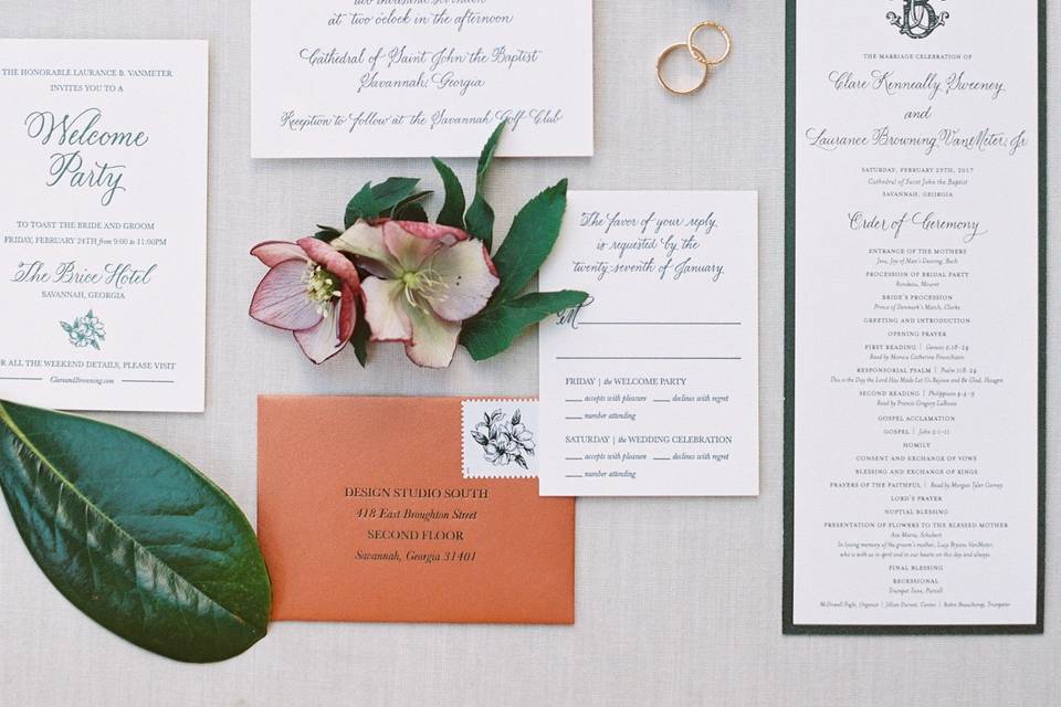 Magnolia Themed Invitations