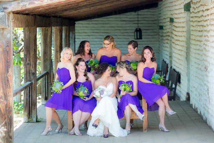 The bride with her bridesmaids