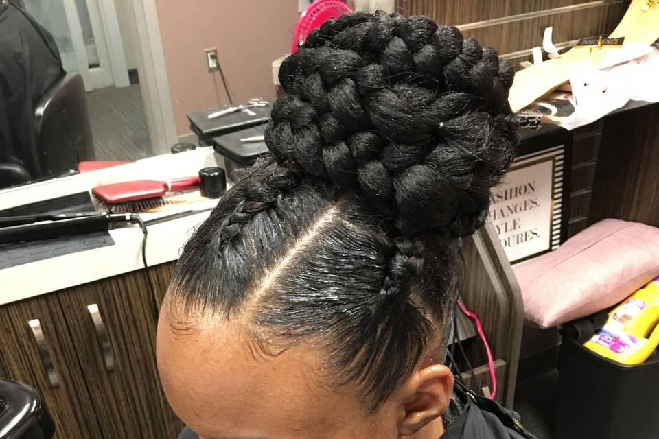 Updo Braided on Curly hair