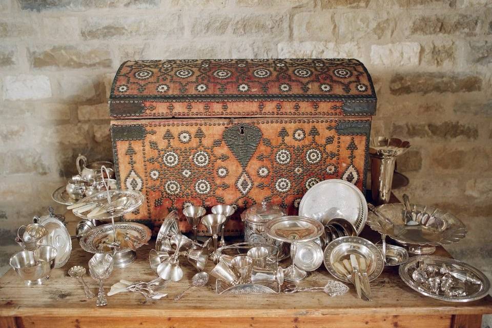 Treasures and antique trunk from Merryl Brown Events