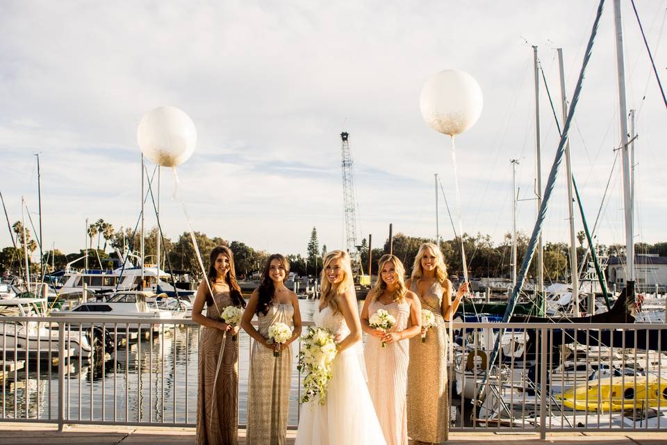 Bride with her bridesmaids