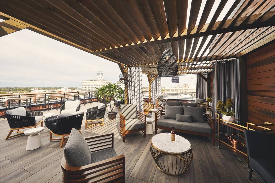 Cabanas overlooking downtown