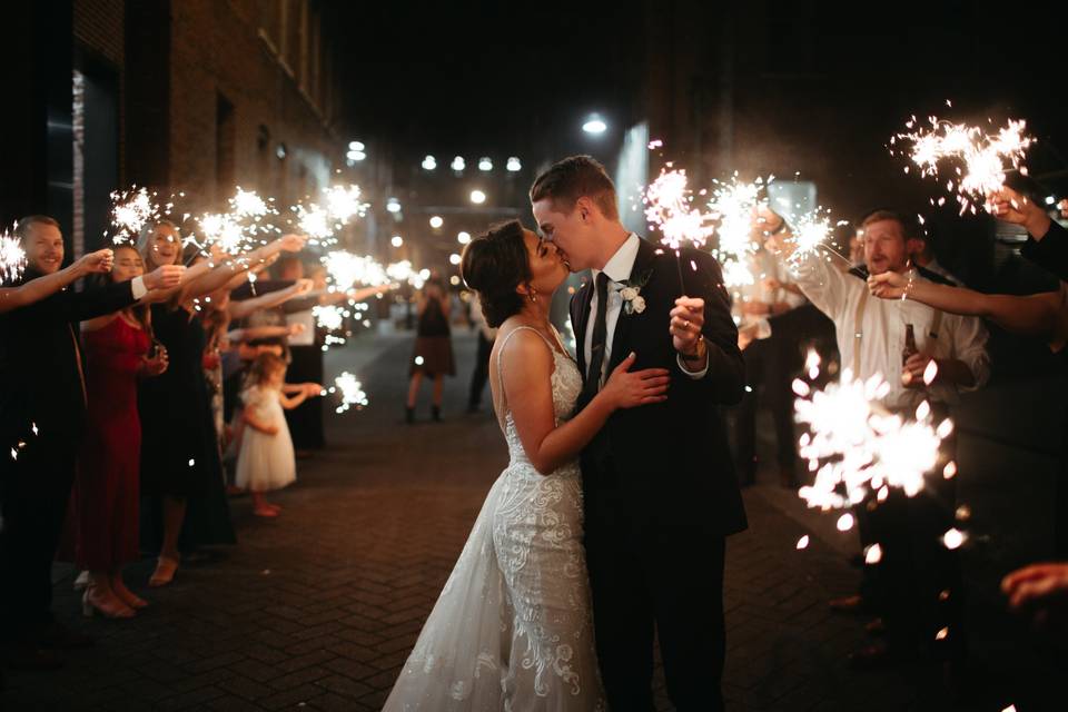 Romantic sparkler exit