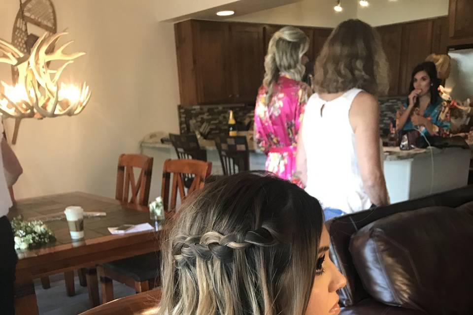 Waterfall bridesmaid braid