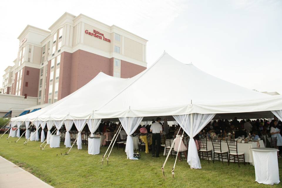 Tent setup by the hotel