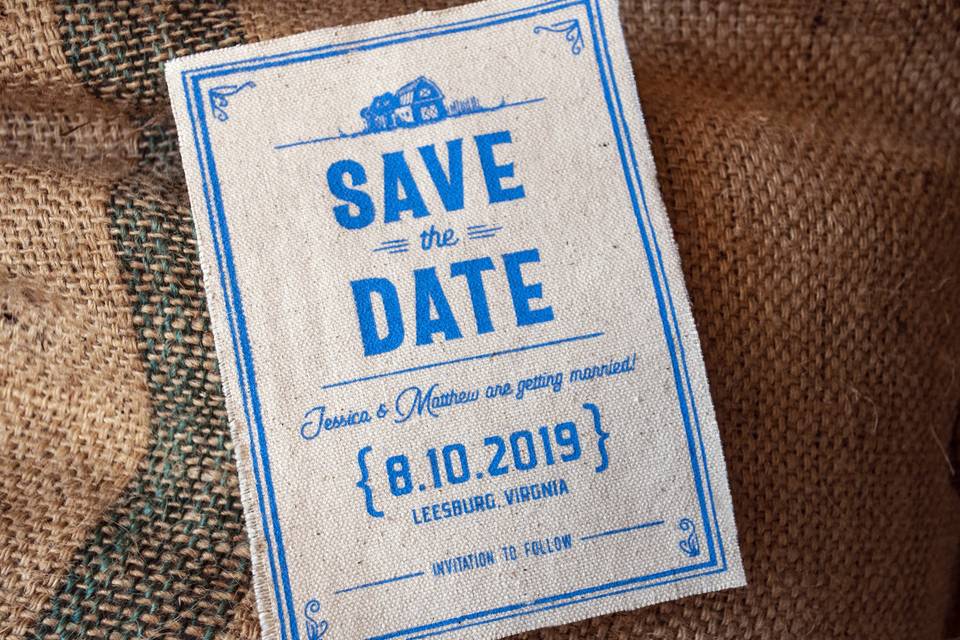 Burlap save the date