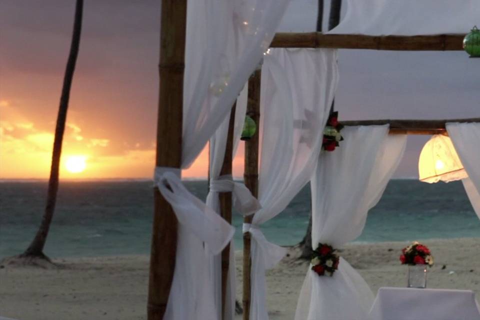 Sunrise ceremony on the beach, at Jellyfish Restaurant in Punta Cana, Dominican Republic