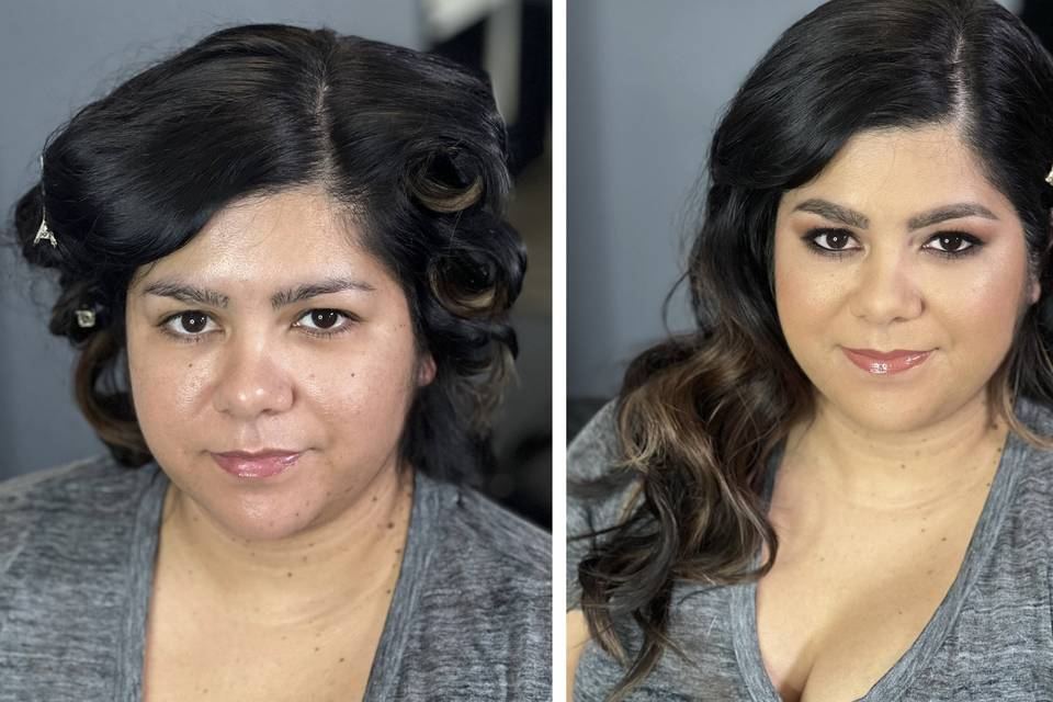 Before and after, hair & mu