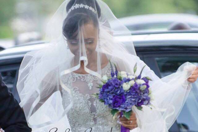 Drop veil with ribbon