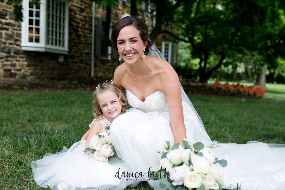 Bride and her flower girl