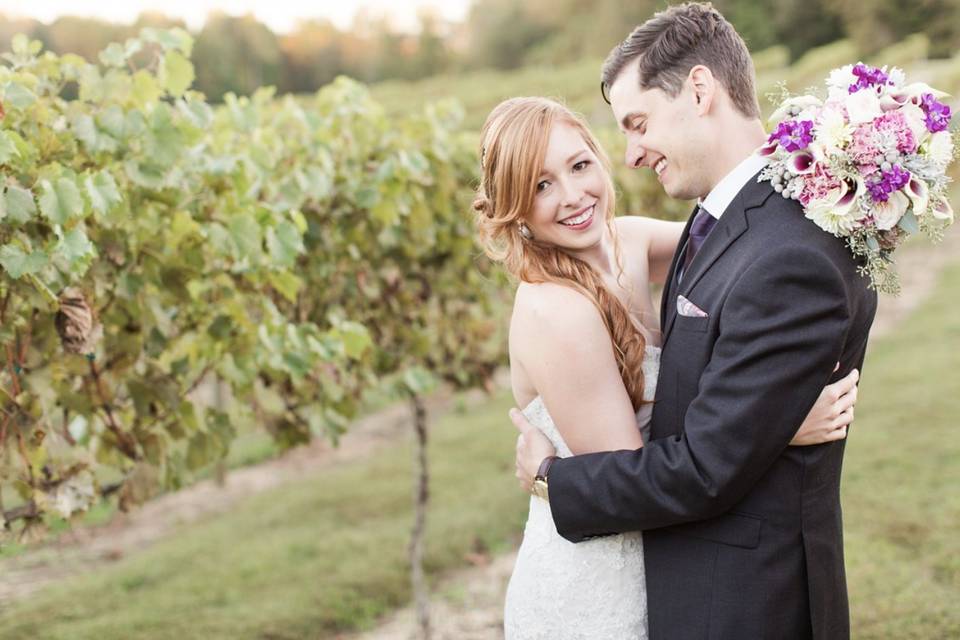 Newlyweds in the vines