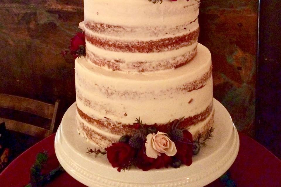 Rustic naked wedding cake