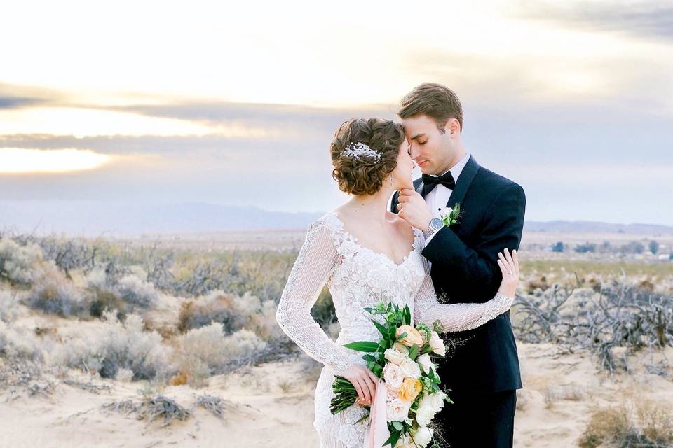 Couple kissing in the desert