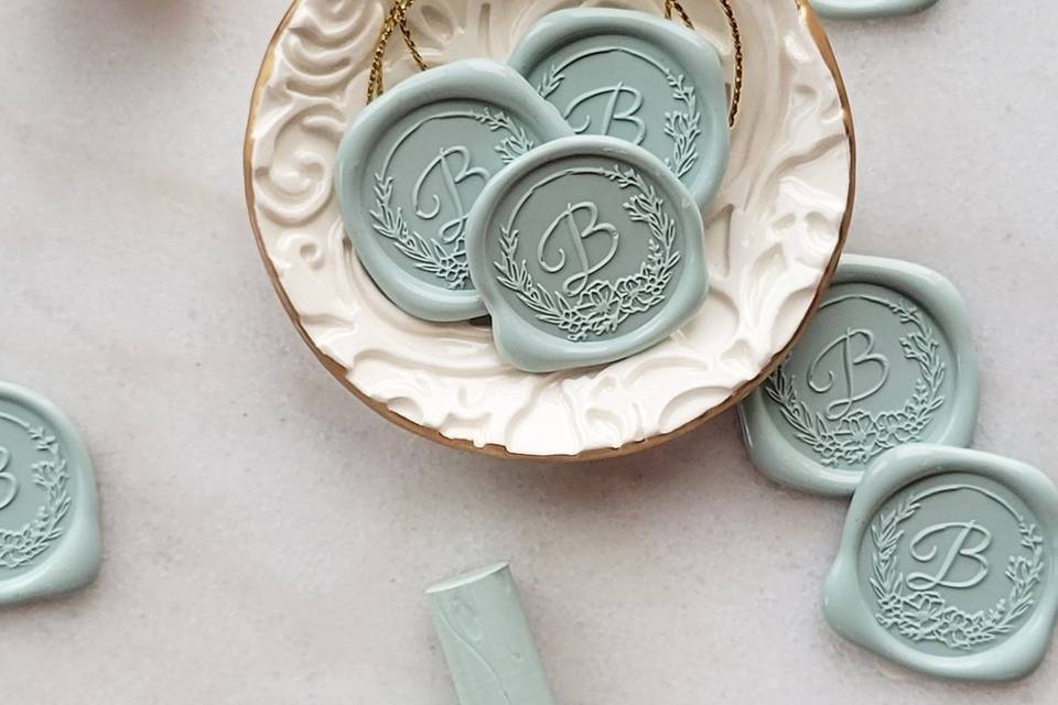 Silver Sage Monogram Wax Seals