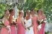 Coral bridal party with Beach Breeze Hair Styles that will hold up.  Call Style In Action for our 12 year collection 2011