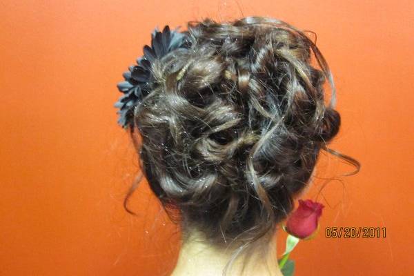 up and easy.  Lost pinned up curls.  No headache updo style.