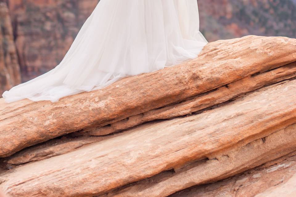 Zion canyon overlook bride