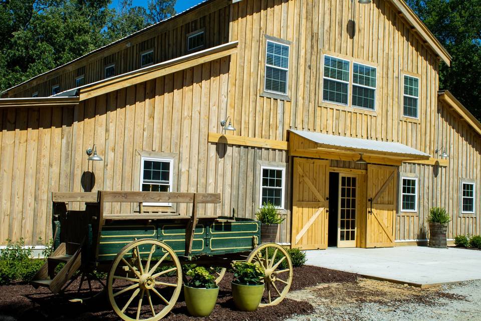 Front of barn with wagon