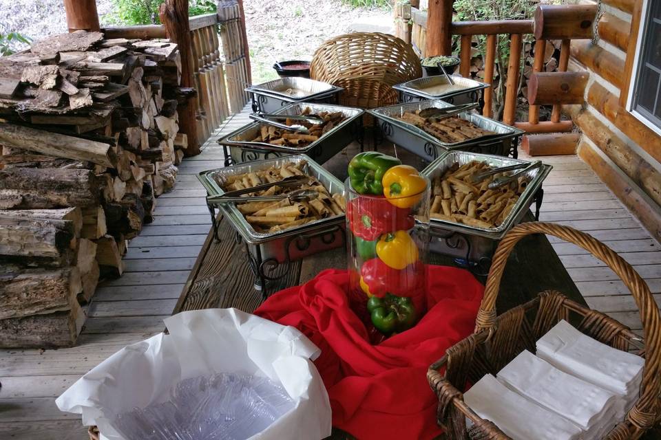 Long buffet table