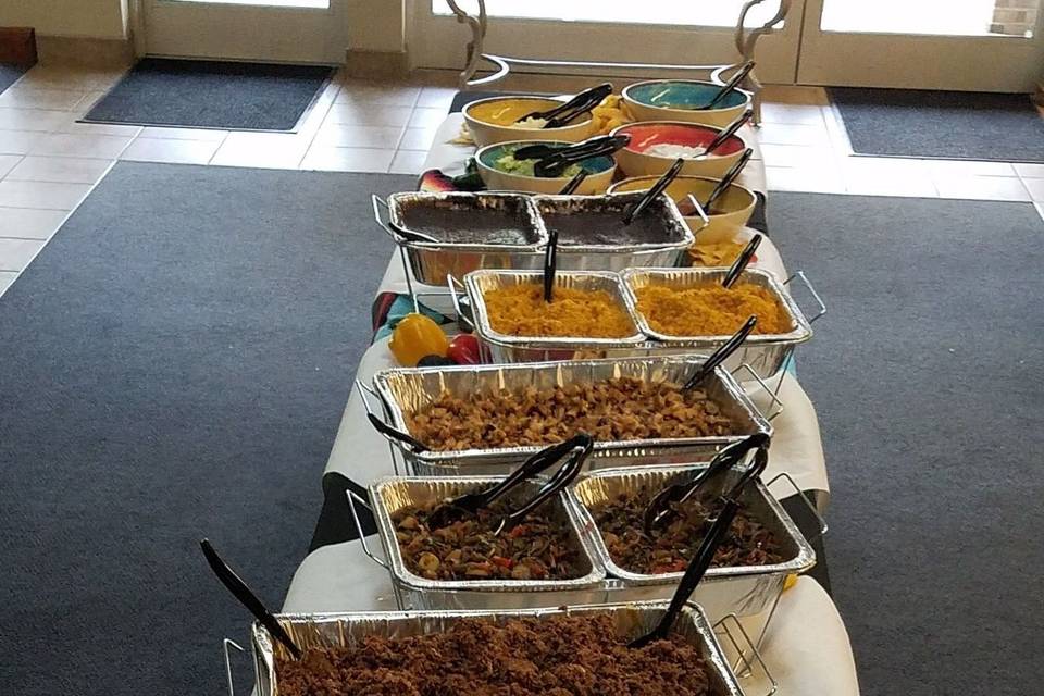 Long buffet table