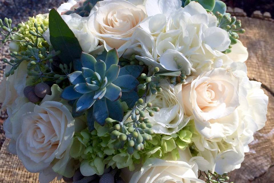 White and soft green bouquet