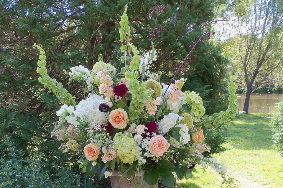 Red and pink floral Chuppah