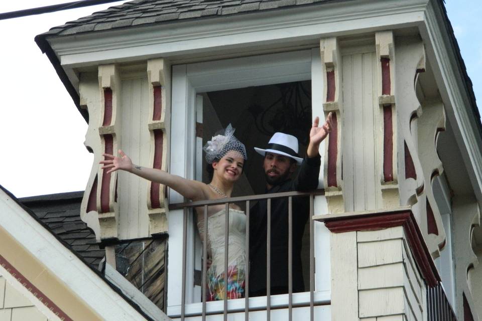 Newlyweds by the window