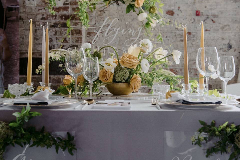 Yellow and Grey Table Setting
