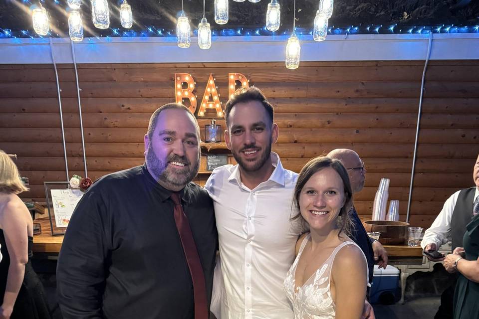 Bride, groom, DJ