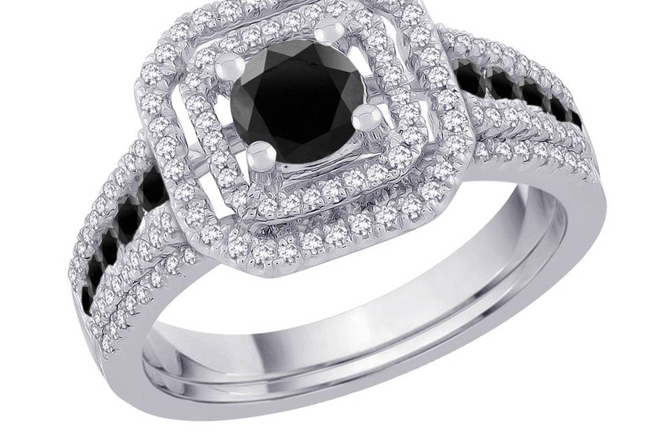 Black/white diamond engagement set