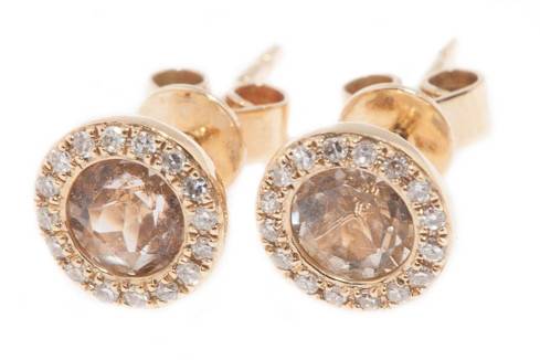 Smoky quartz & diamond earrings