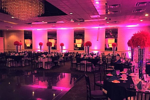Pink reception hall lighting