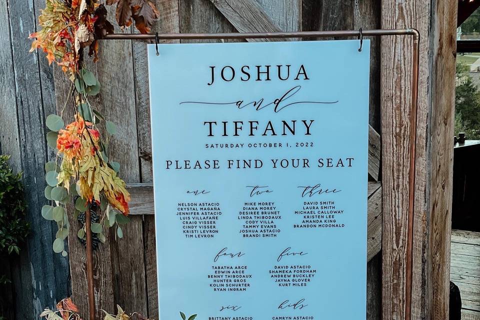 Seating chart with florals